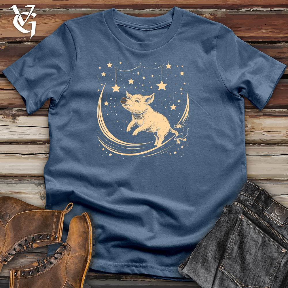 Viking Goods Pig Celestial Dreams Cotton Tee Steel Blue / L