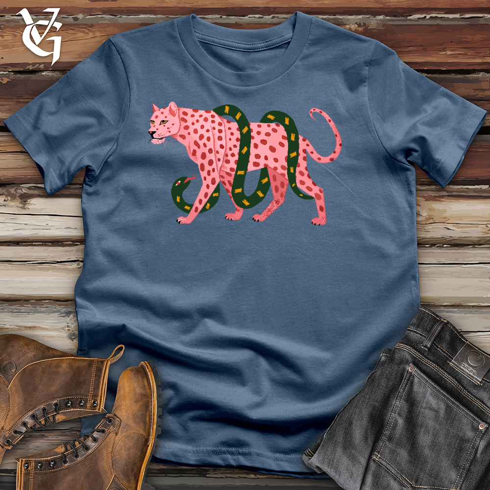 Viking Goods Pink Cheetah Cotton Tee Steel Blue / L