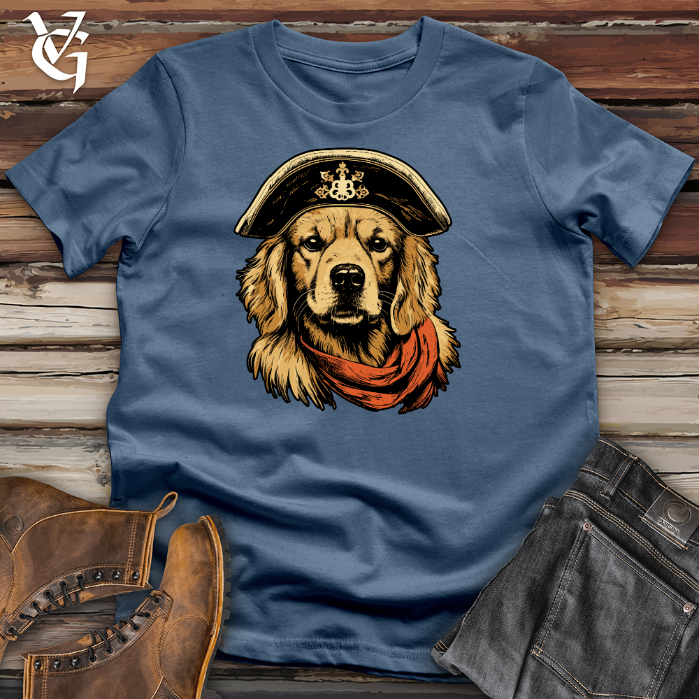 Viking Goods Pirate Pup Golden Retriever Cotton Tee Steel Blue / L