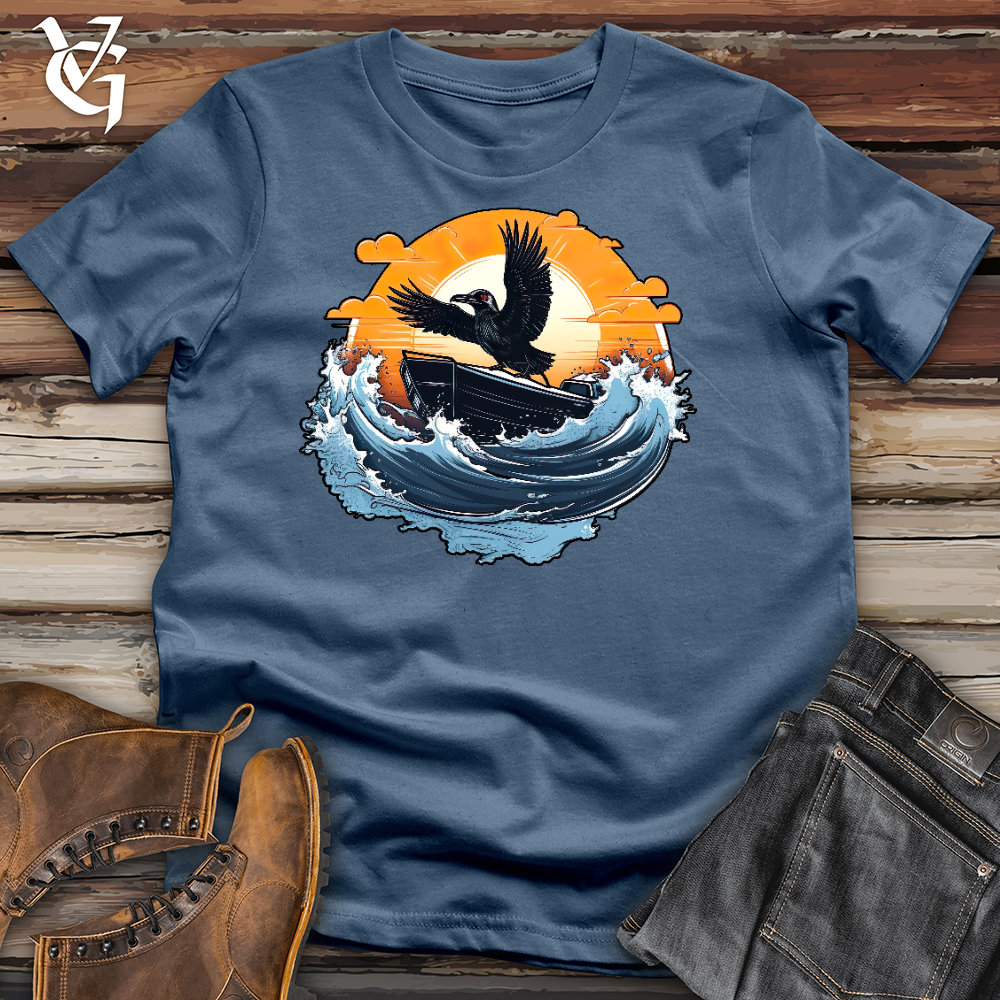 Viking Goods Raven Speed Boat Racer Cotton Tee Steel Blue / L