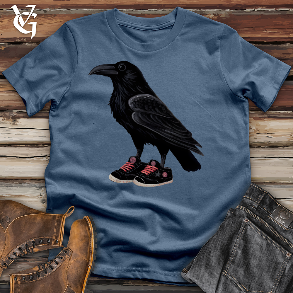 Viking Goods Raven Wearing Sneakers Cotton Tee Steel Blue / L
