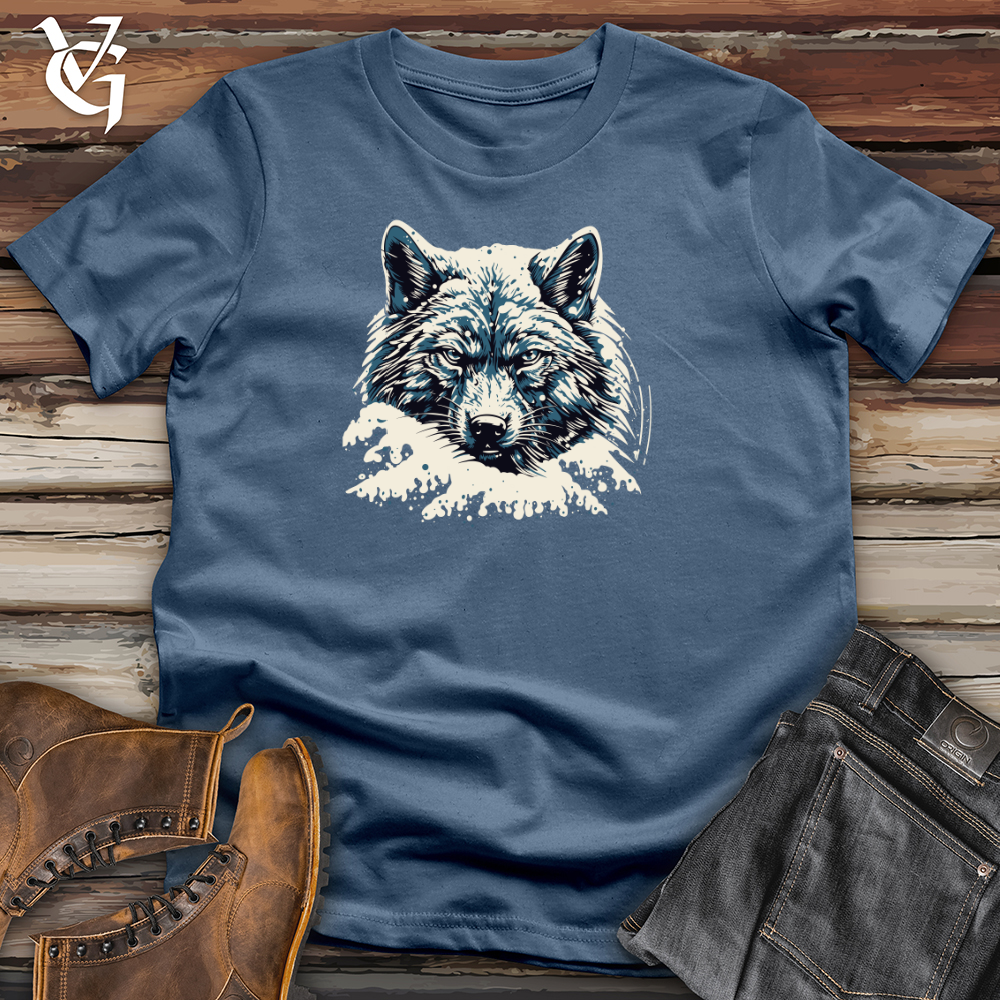 Viking Goods Retro Blizzard Wolf Cotton Tee Steel Blue / L