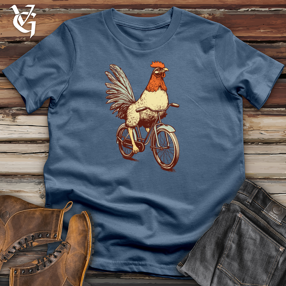Viking Goods Retro Cluckin Wheels Cotton Tee Steel Blue / L