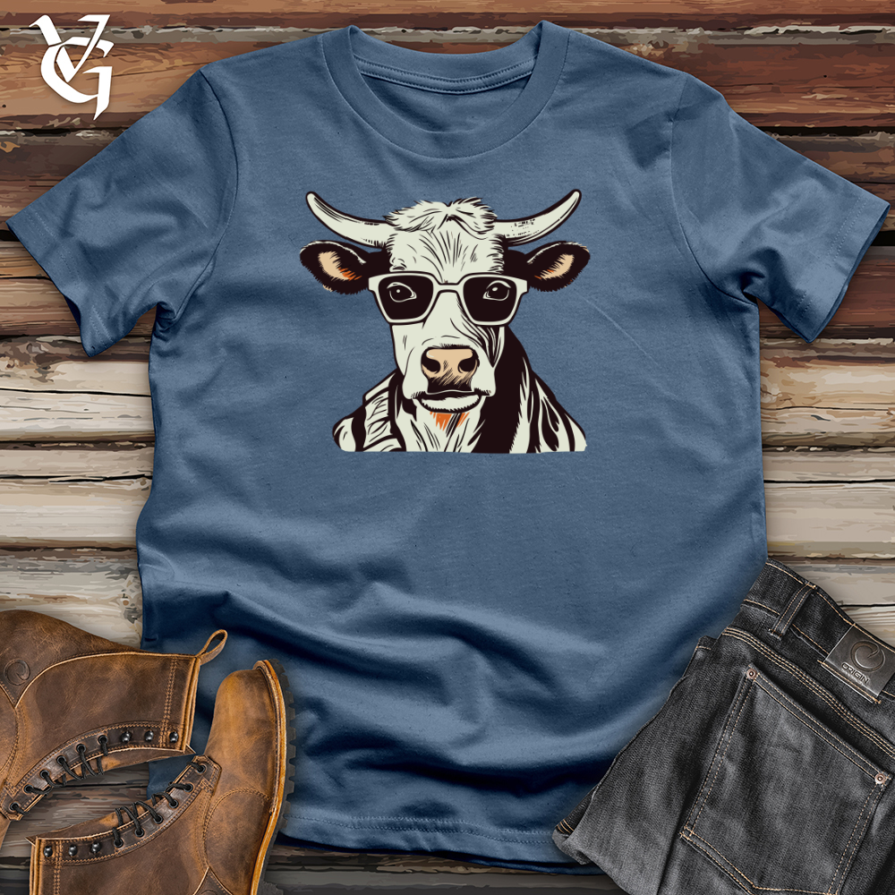 Viking Goods Retro Maverick Moo 01 Cotton Tee Steel Blue / L