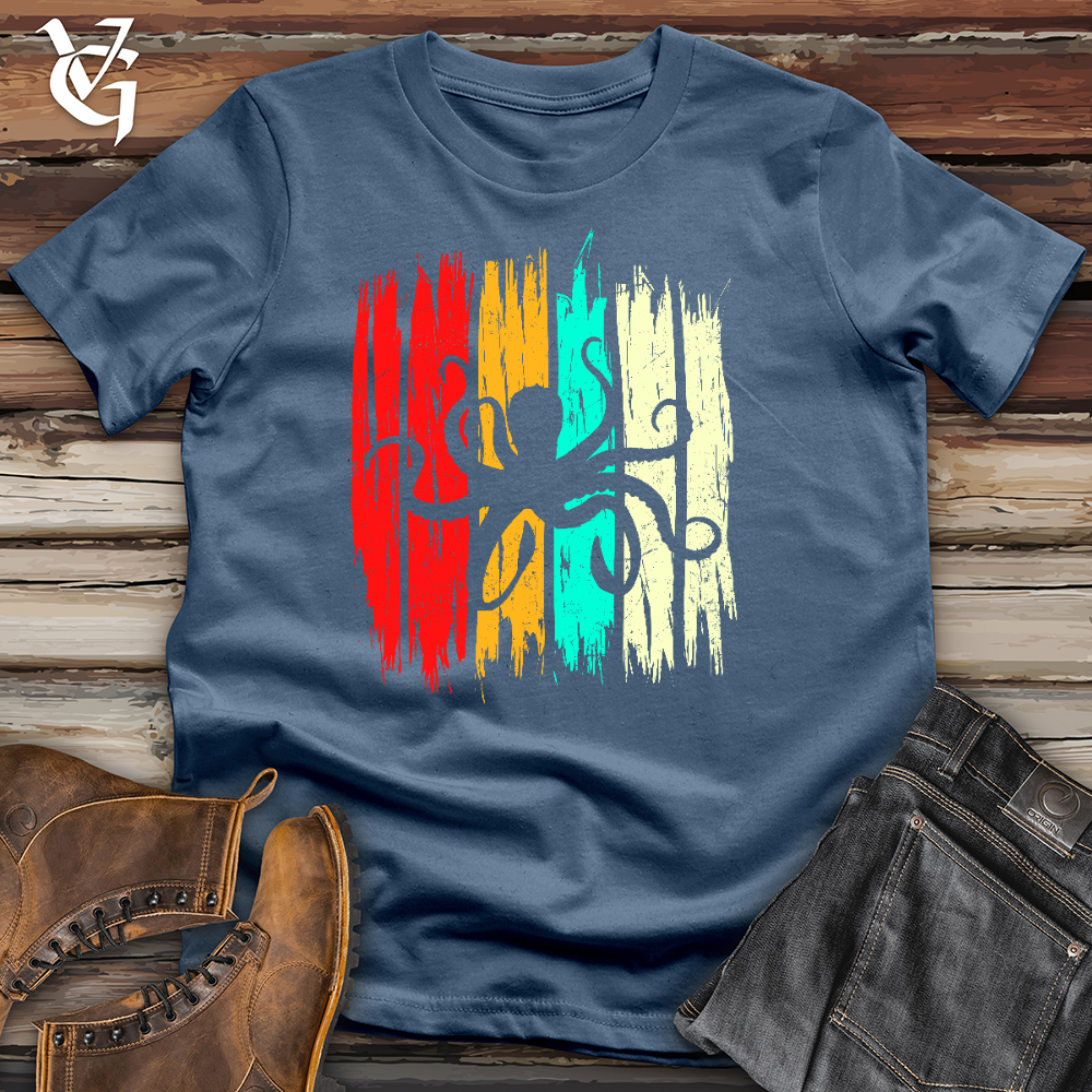 Viking Goods Retro Octopus Cotton Tee Steel Blue / L