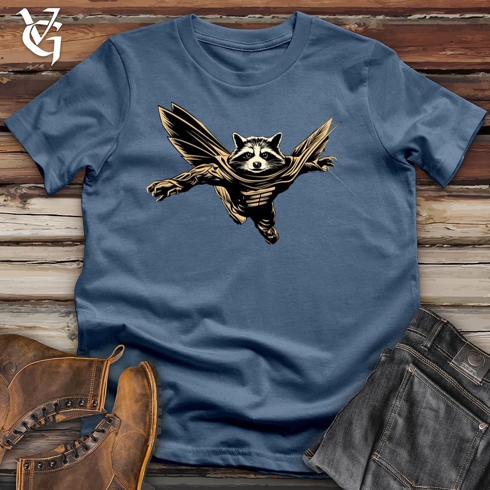 Viking Goods Retro Raccoon Aviator Cotton Tee Steel Blue / L