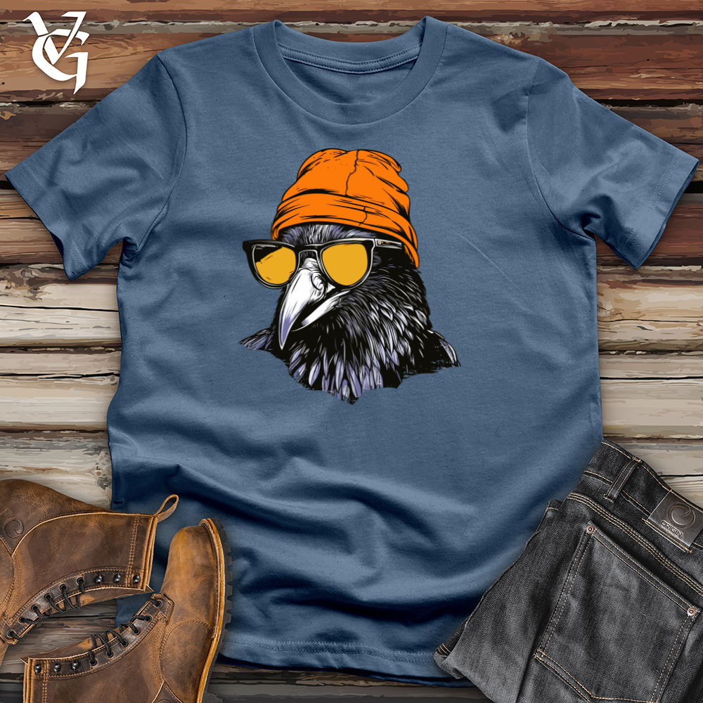 Viking Goods Retro Raven Shades Cotton Tee Steel Blue / L