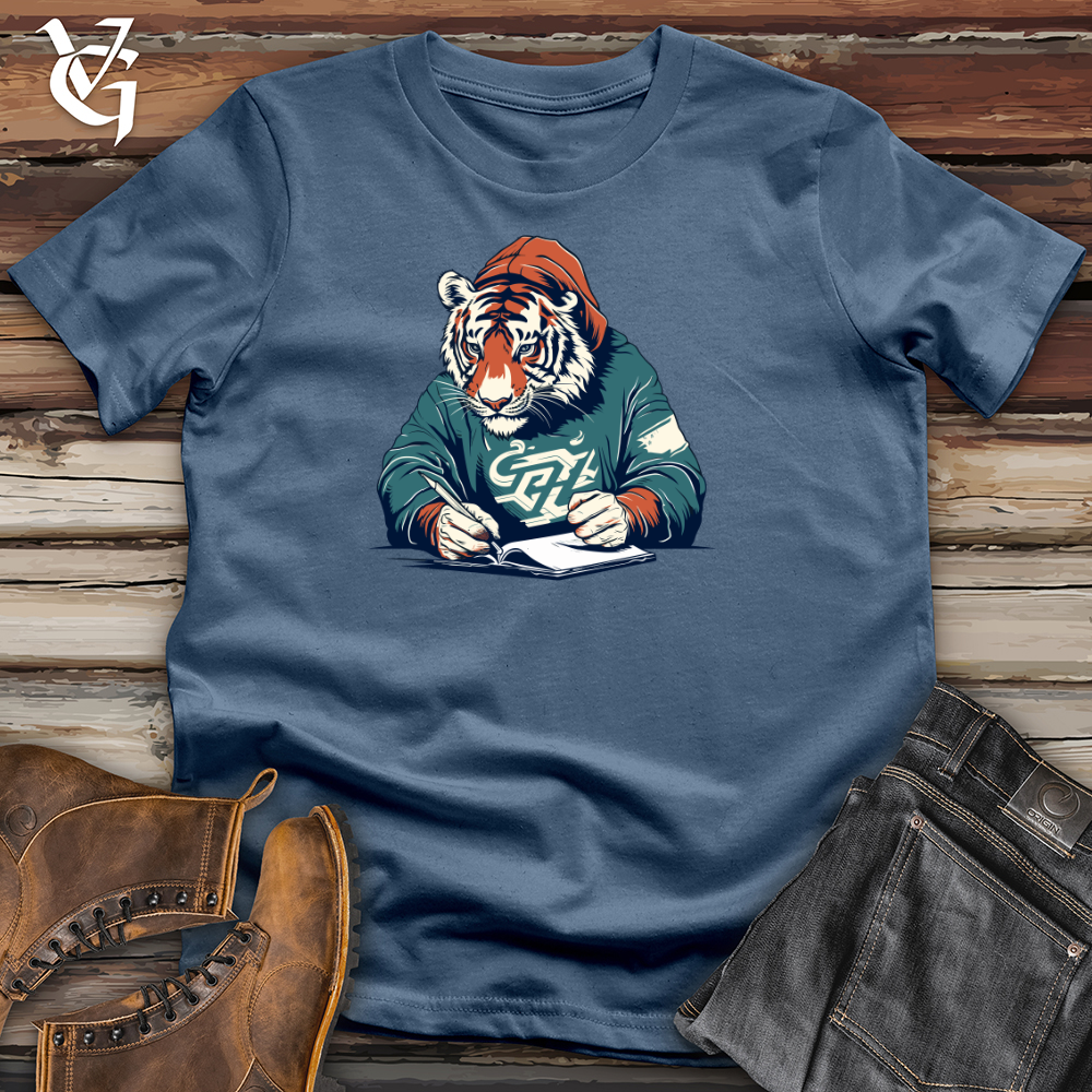 Viking Goods Retro Scribbling Tiger Cotton Tee Steel Blue / L