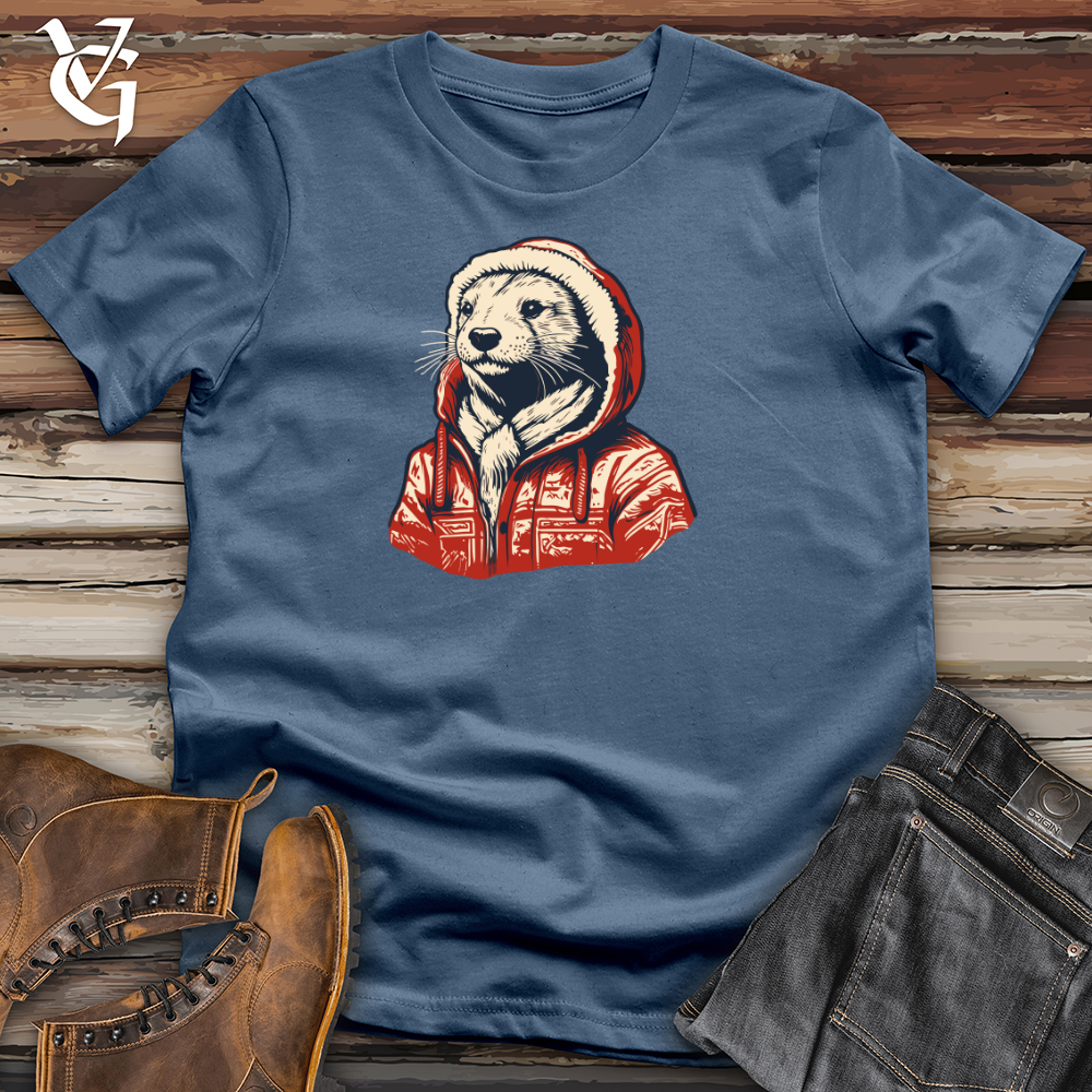 Viking Goods Retro Snuggly Otter Cotton Tee Steel Blue / L