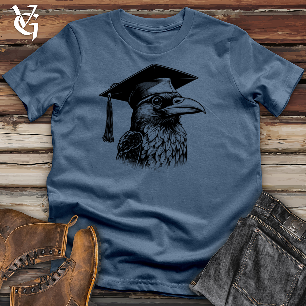 Viking Goods Scholarly Raven Triumph Cotton Tee Steel Blue / L