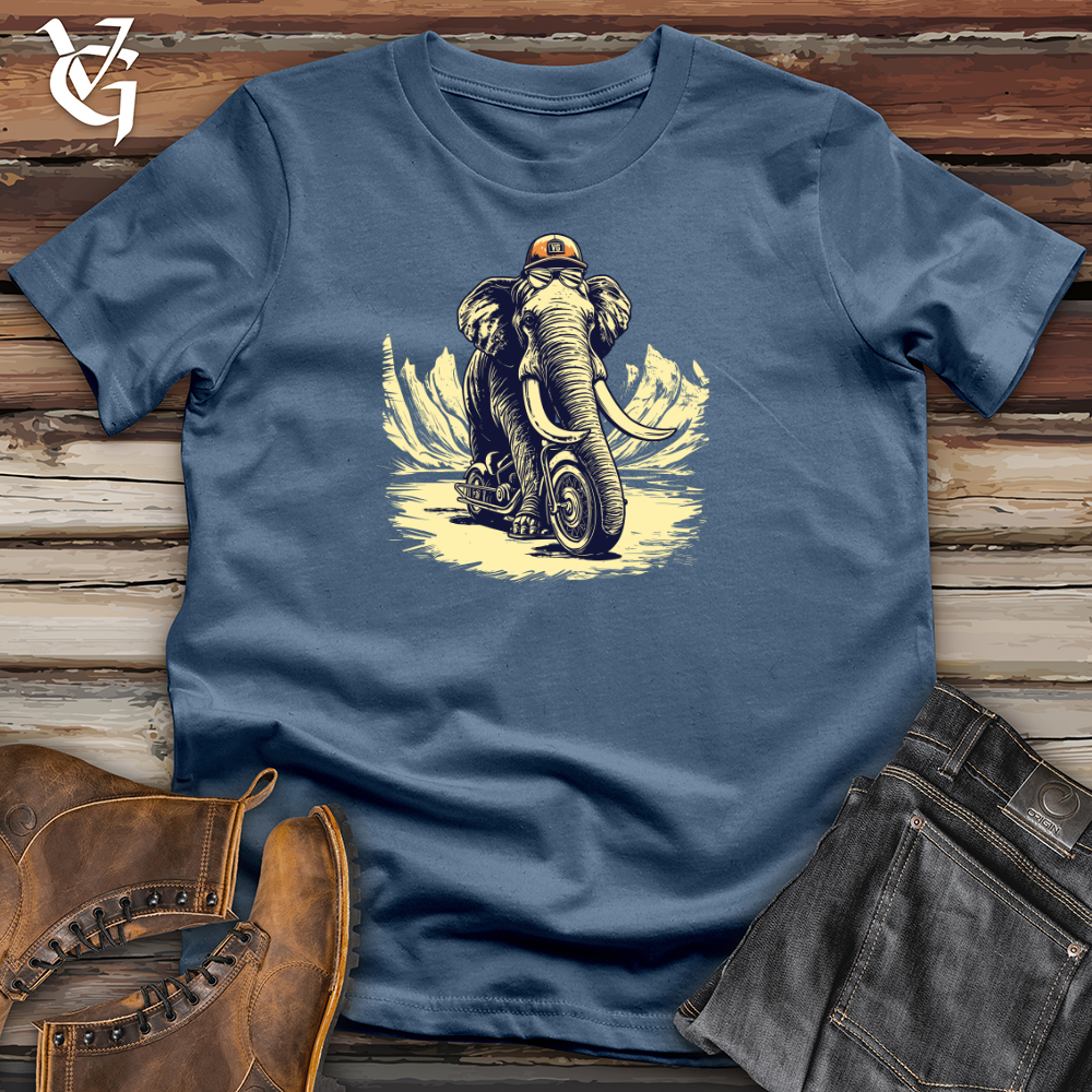 Viking Goods Scooter Adventure Wooly Mammoth Style Cotton Tee Steel Blue / L