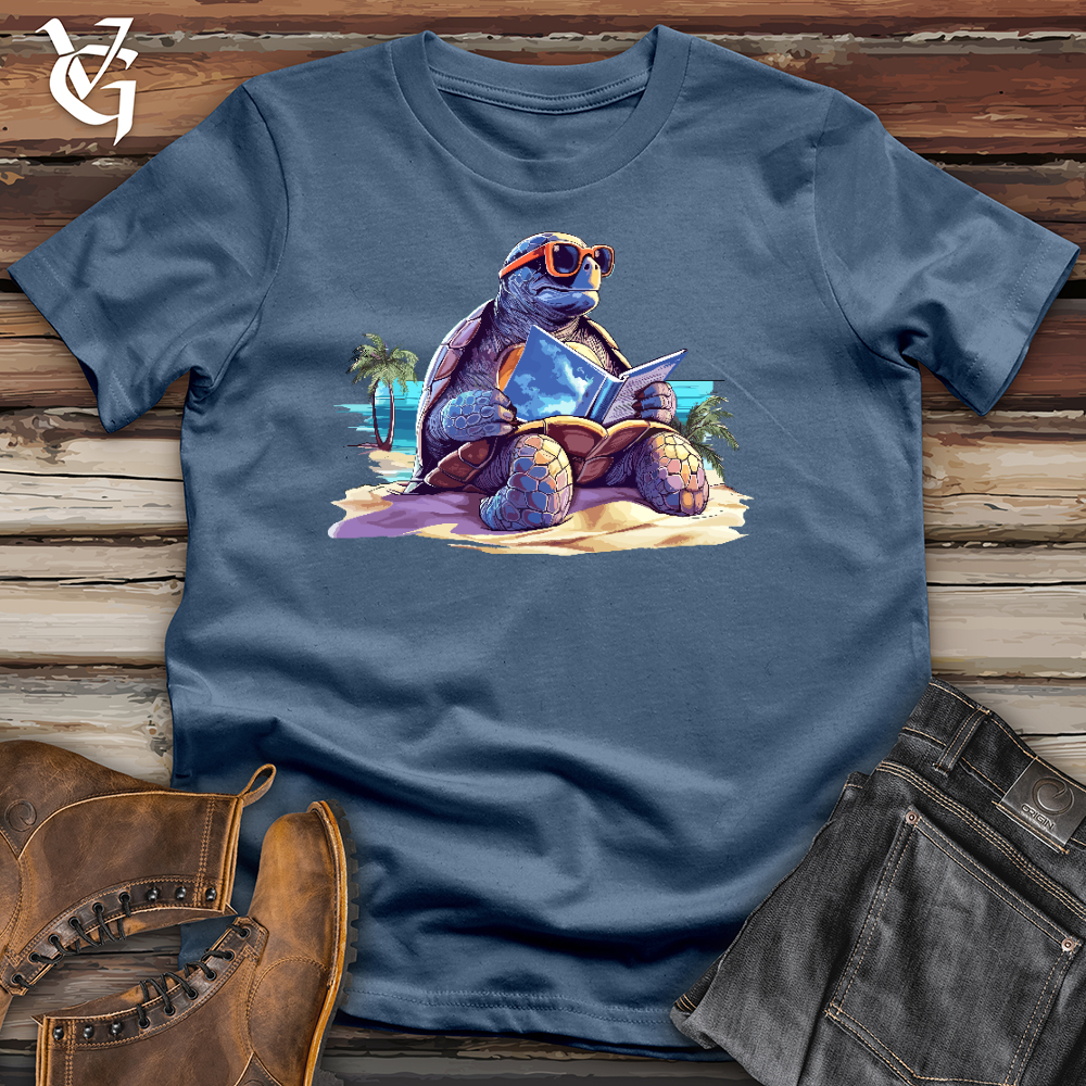 Viking Goods Sea Turtle Reading a Book Cotton Tee Steel Blue / L