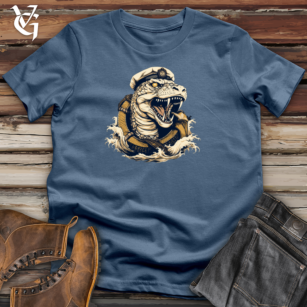 Viking Goods Serpent Sea Captain Cotton Tee Steel Blue / L