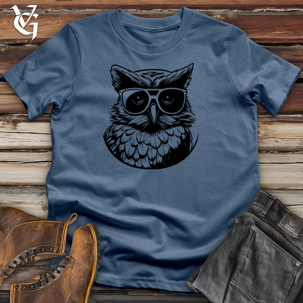 Viking Goods Skateboard Owl Cool Cotton Tee Steel Blue / L