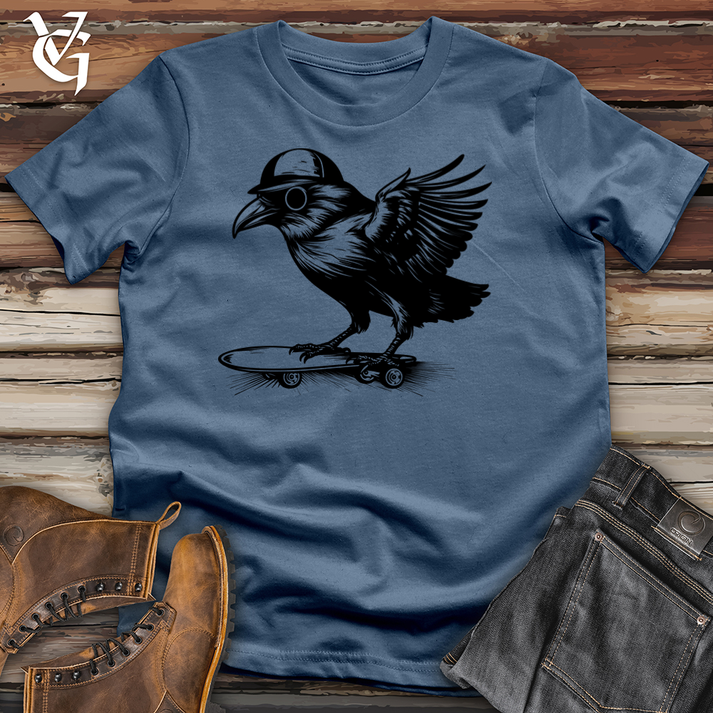 Viking Goods Skateboard Raven Glide Cotton Tee Steel Blue / L