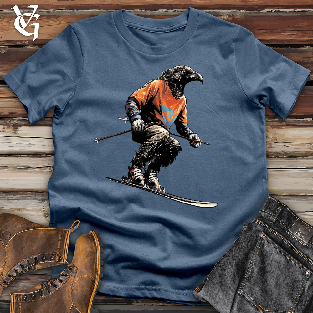 Viking Goods Skiing Raven Cotton Tee Steel Blue / L