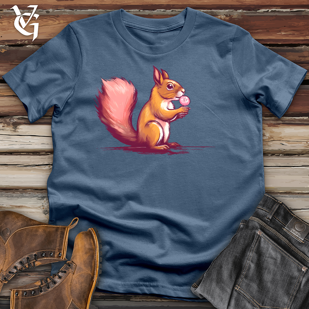 Viking Goods Squirrel Blowing Bubbles with Bubble Gum Cotton Tee Steel Blue / L