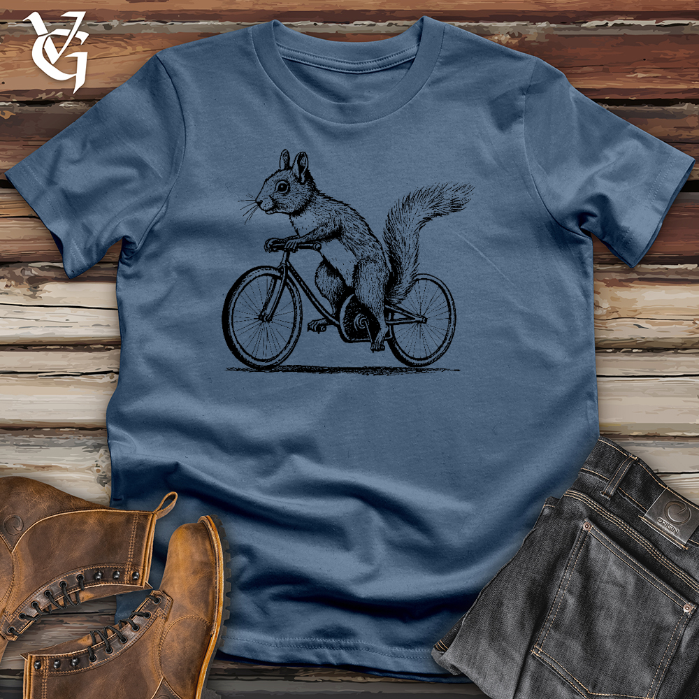 Viking Goods Squirrel On A Bike Cotton Tee Steel Blue / L
