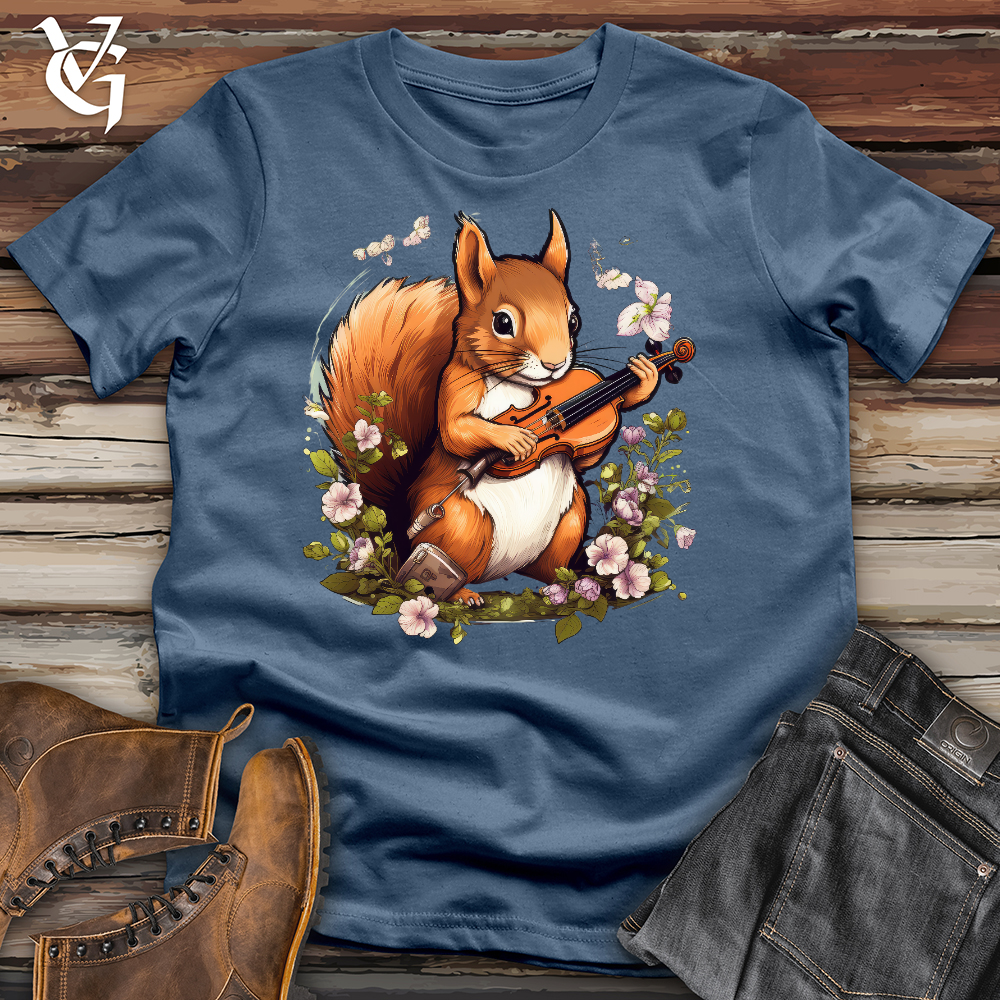 Viking Goods Squirrel Violinist Cotton Tee Steel Blue / L
