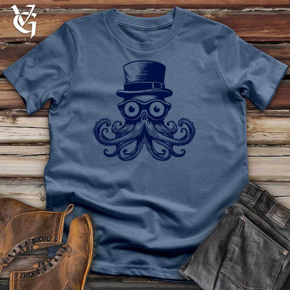 Viking Goods Steampunk Cephalopod Elegance Cotton Tee Steel Blue / L