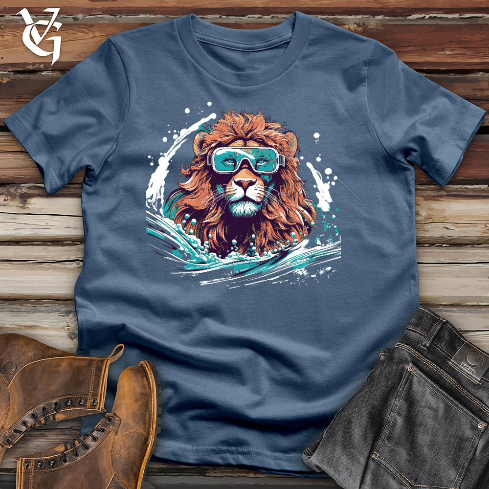 Viking Goods Swimming Lion Cotton Tee Steel Blue / L