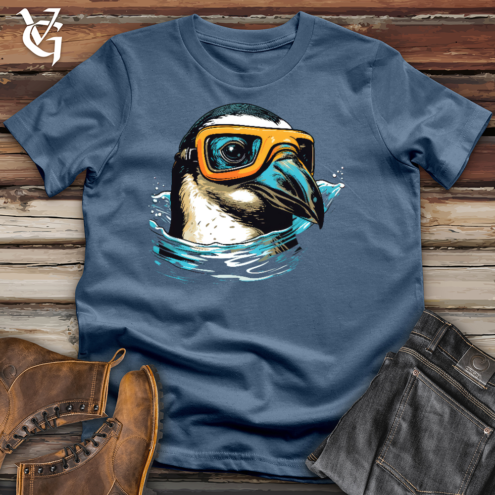 Viking Goods Swimming Penguin Cotton Tee Steel Blue / L