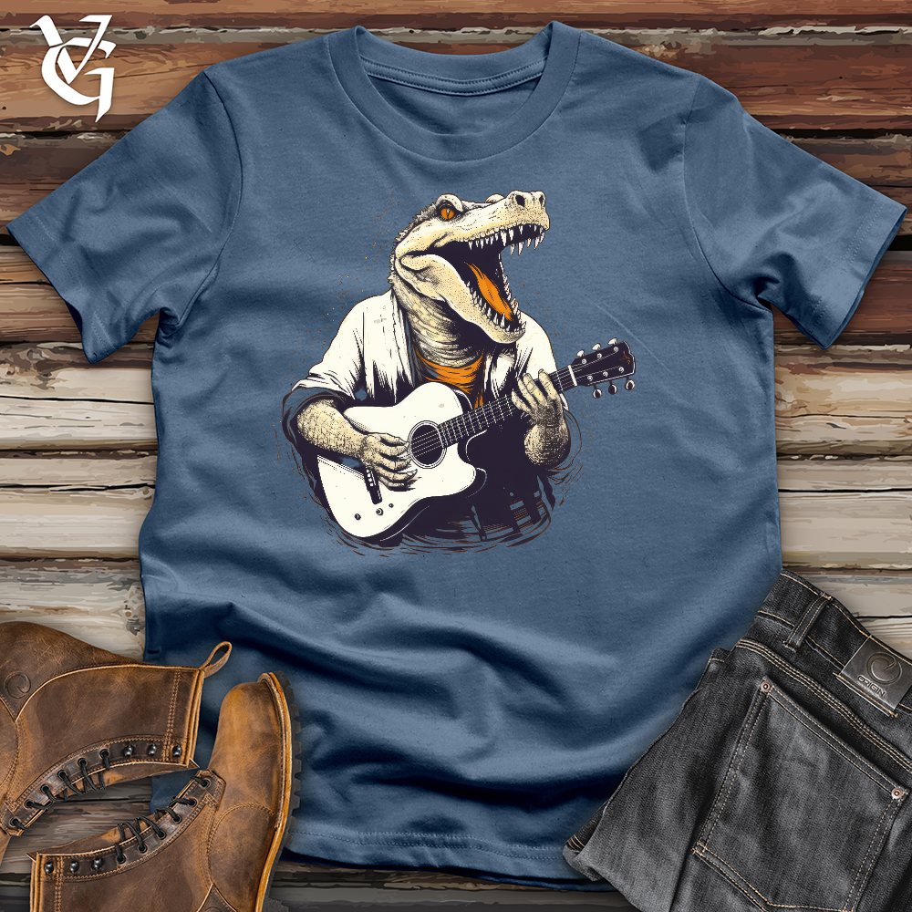 Viking Goods T-rex Guitarist Cotton Tee Steel Blue / L