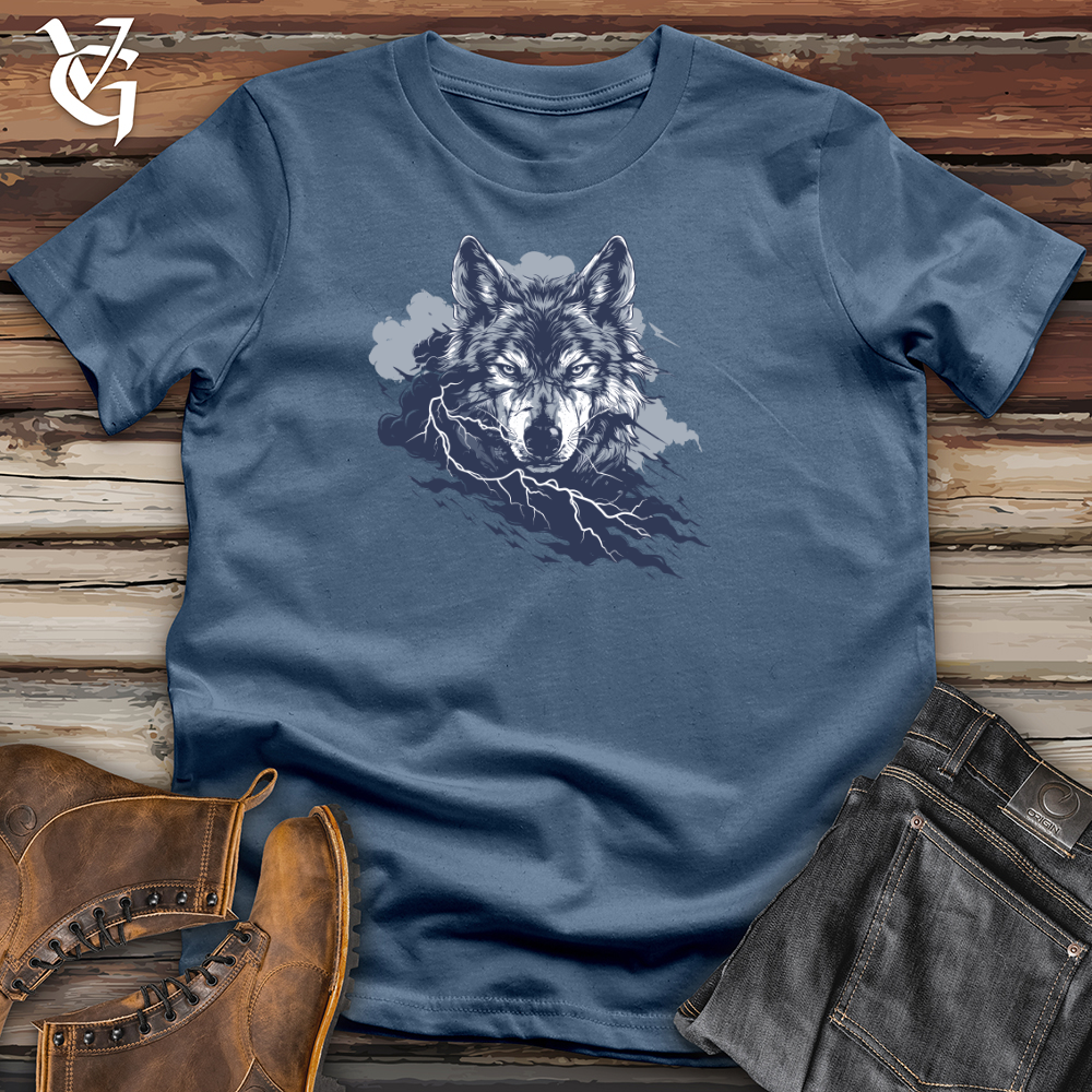 Viking Goods Thunder Wolf Glare Cotton Tee Steel Blue / L
