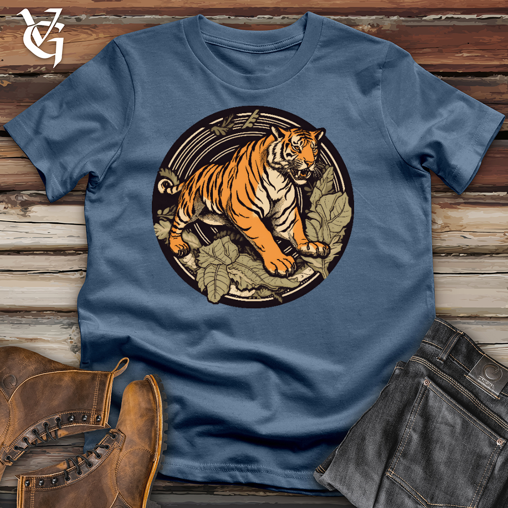 Viking Goods Tiger In The Midnight Cotton Tee Steel Blue / L
