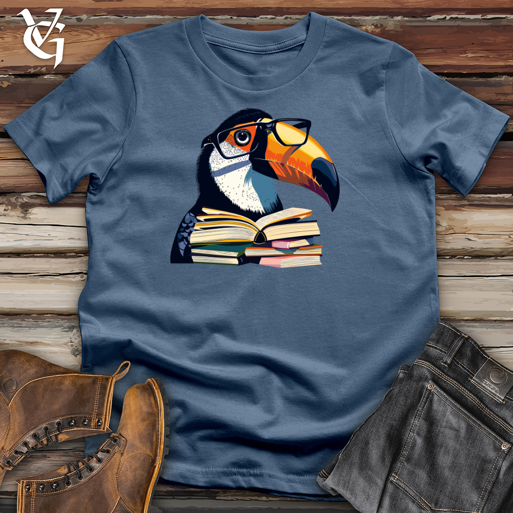 Viking Goods Toucan Bookworm Scholar Cotton Tee Steel Blue / L