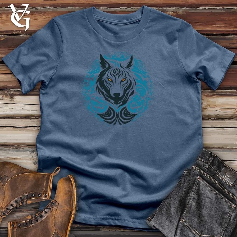 Viking Goods Tribal Wolf Essence Cotton Tee Steel Blue / L
