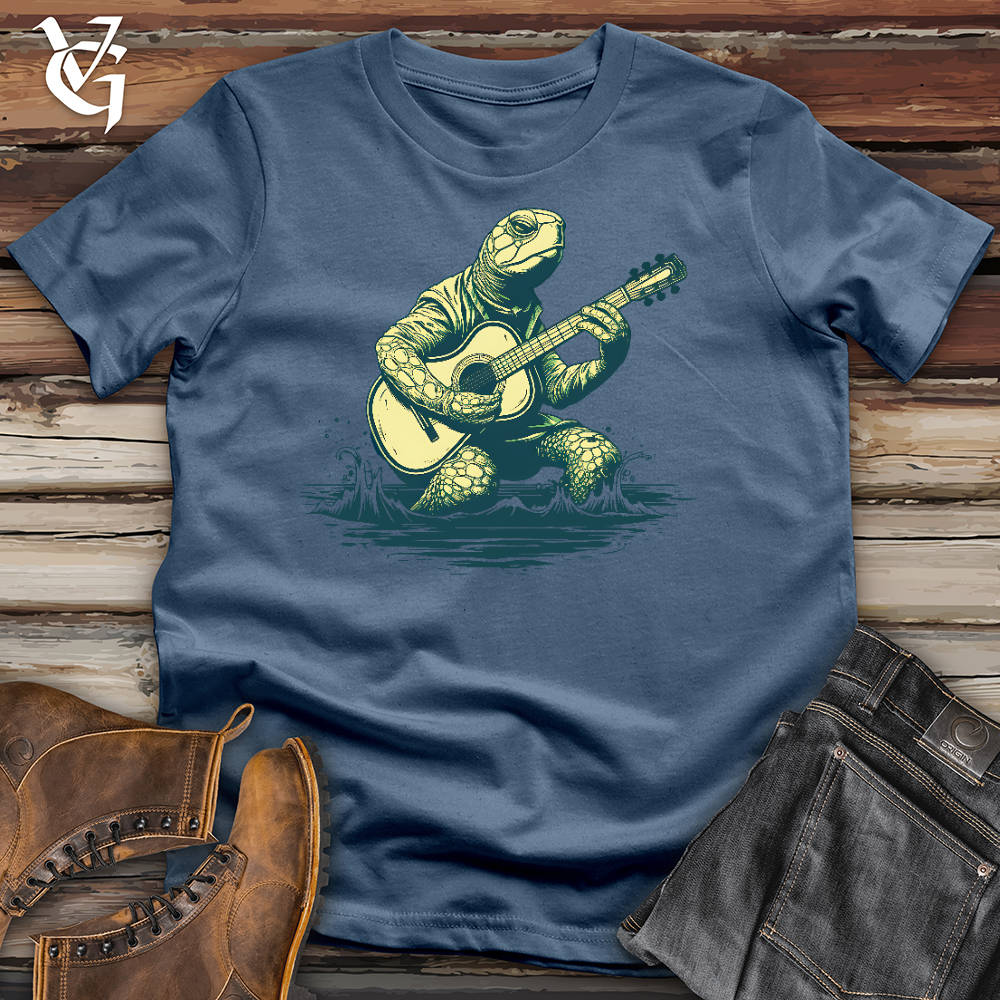 Viking Goods Turtle Playing Guitar Cotton Tee Steel Blue / L
