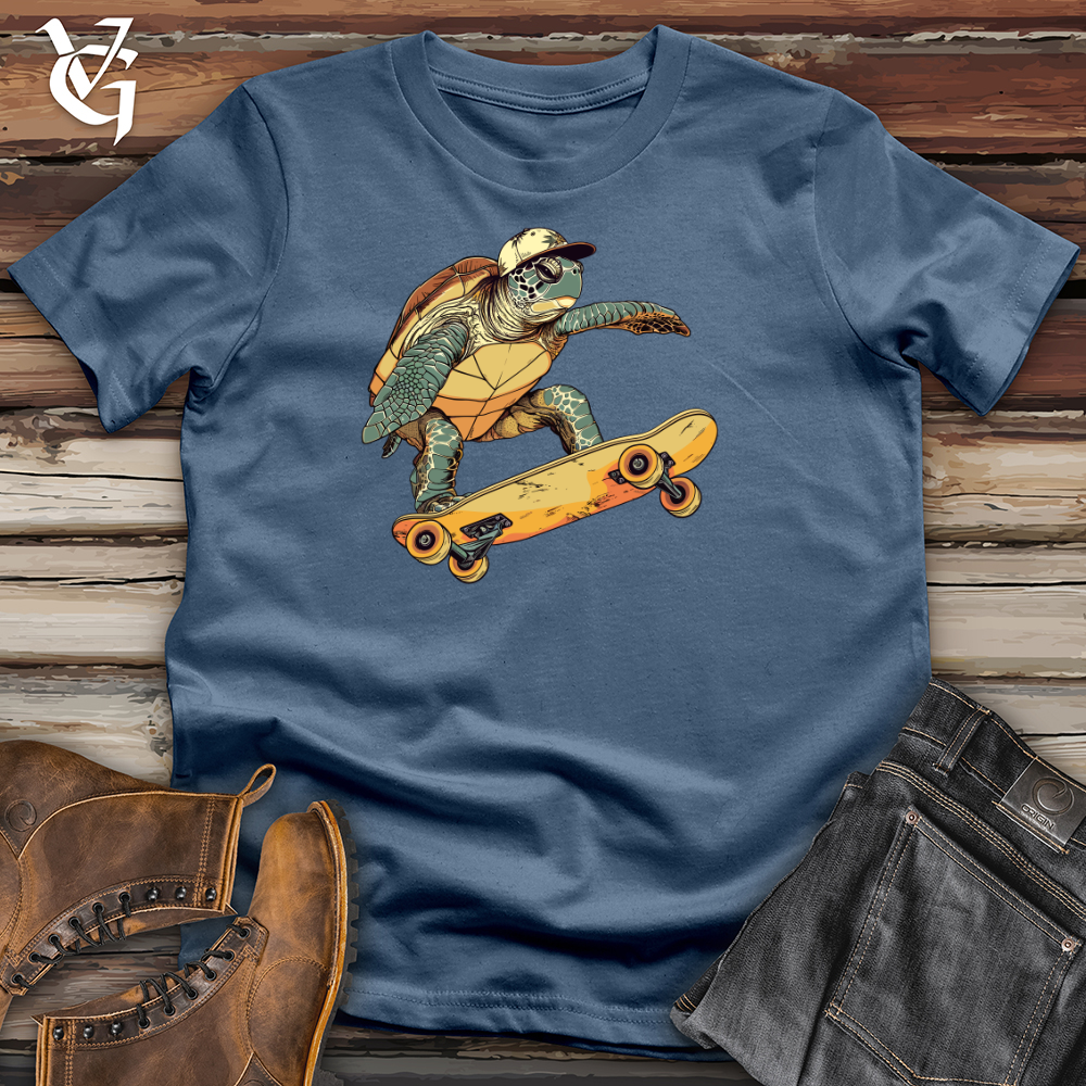 Viking Goods Turtle Skateboarder Groove Cotton Tee Steel Blue / L