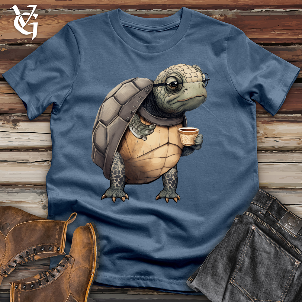 Viking Goods Turtle Tea Time Cotton Tee Steel Blue / L