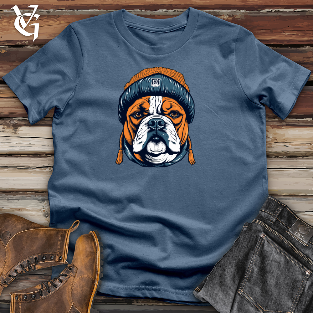 Viking Goods Vintage Beanie Wearing Bulldog Cotton Tee Steel Blue / L