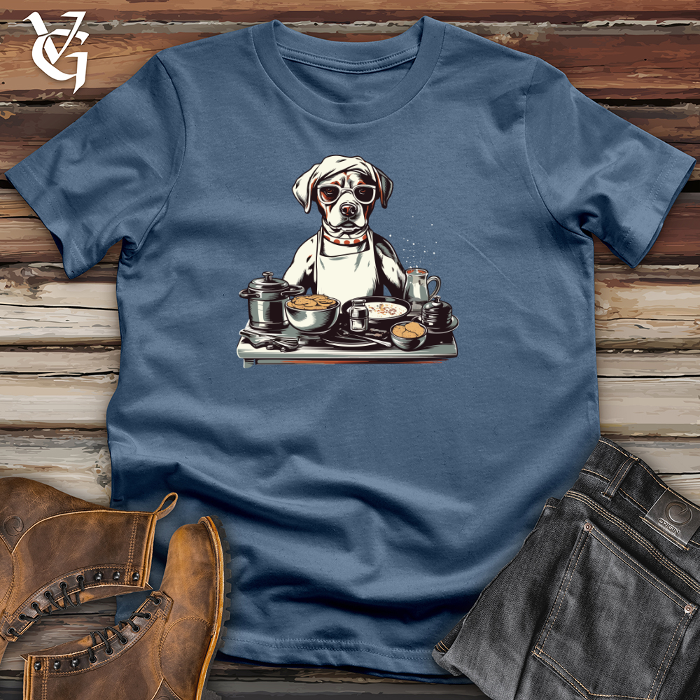 Viking Goods Vintage Chef Dog Cotton Tee Steel Blue / L