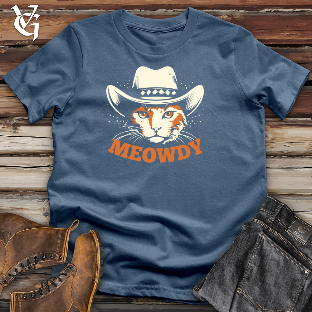 Viking Goods Vintage Cowboy Cat Cotton Tee Steel Blue / L