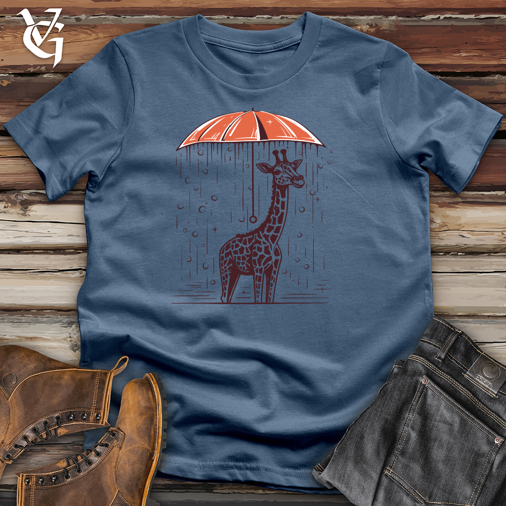 Viking Goods Vintage Rainy Giraffe Cotton Tee Steel Blue / L