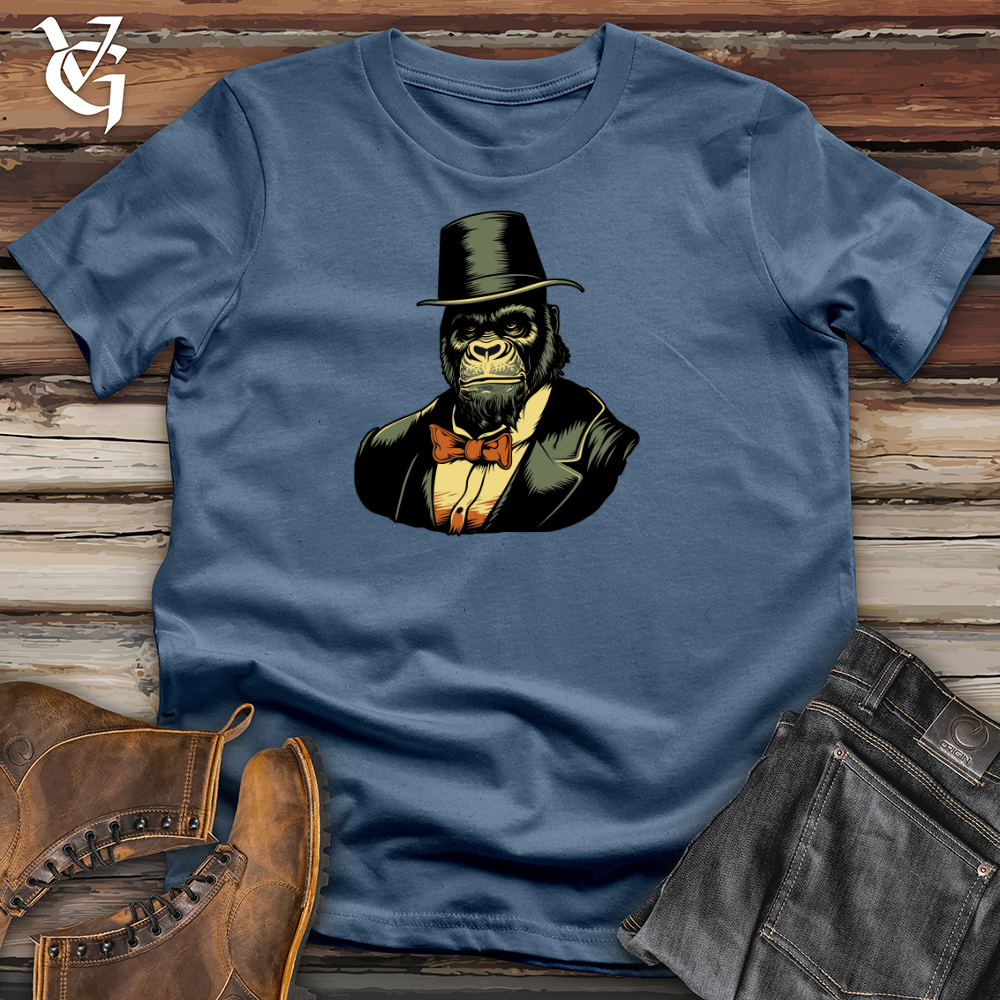 Viking Goods Vintage Top Hat Gorilla  Cotton Tee Steel Blue / L