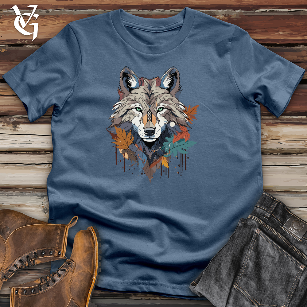 Viking Goods Wolf Autumn Spirit Cotton Tee Steel Blue / L