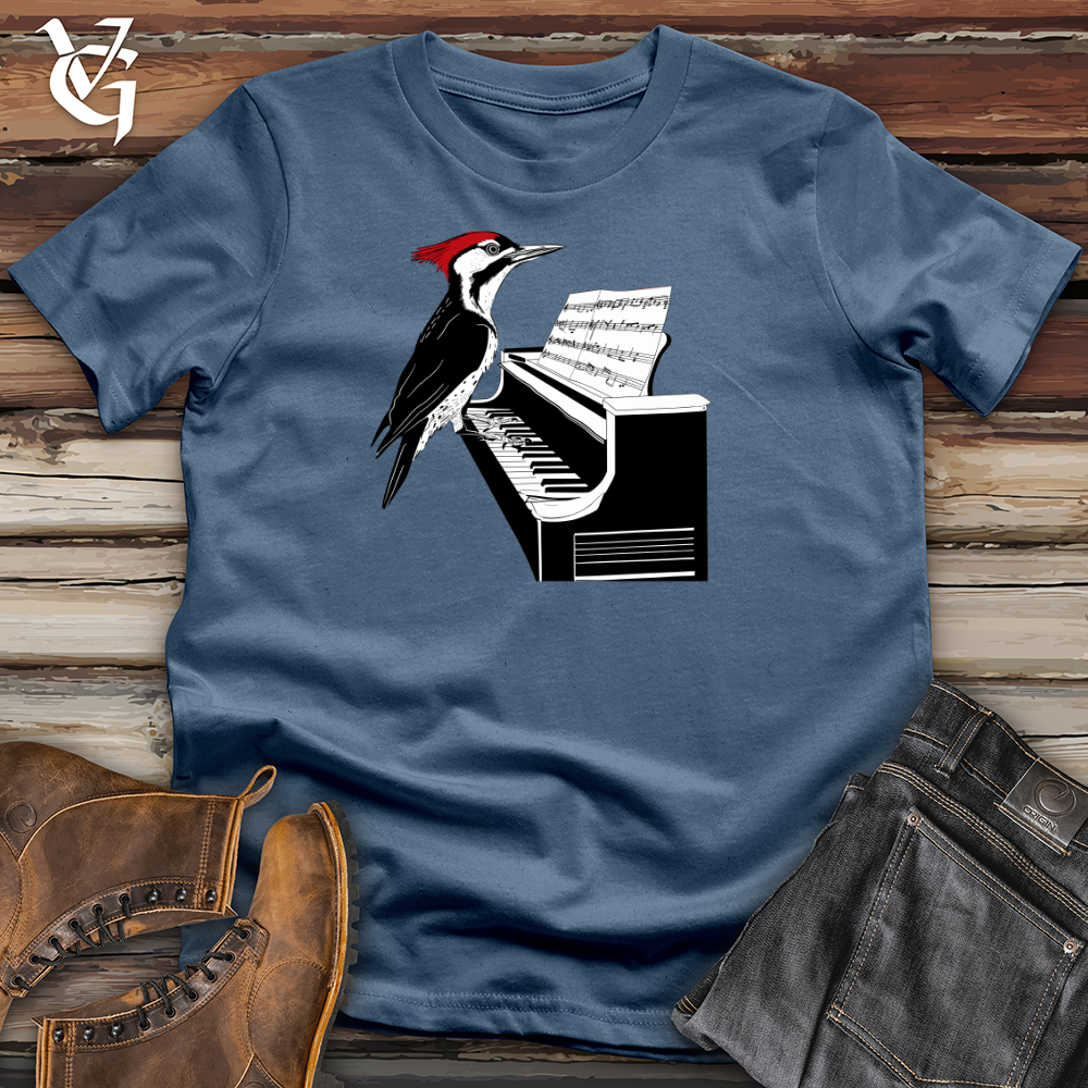 Viking Goods Woodpecker Piano Solo Cotton Tee Steel Blue / L