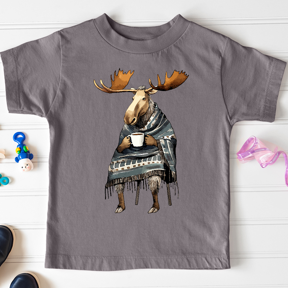 Viking Goods Coffee Drinking Moose Toddler Tee Storm / 2T