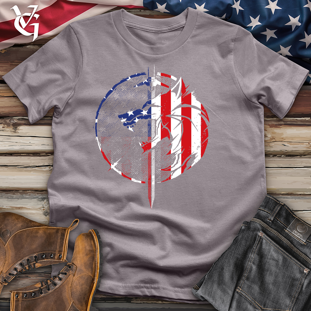 Viking Goods American Sword and Wolf Cotton Tee Storm / L