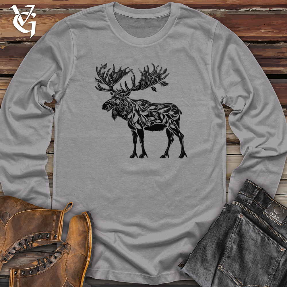 Viking Goods Majestic Moose Silhouette Long Sleeve Ash / L