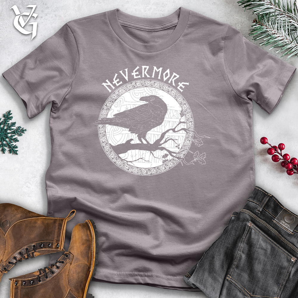 Viking Goods Nevermore White Winter Raven Cotton Tee Storm / L