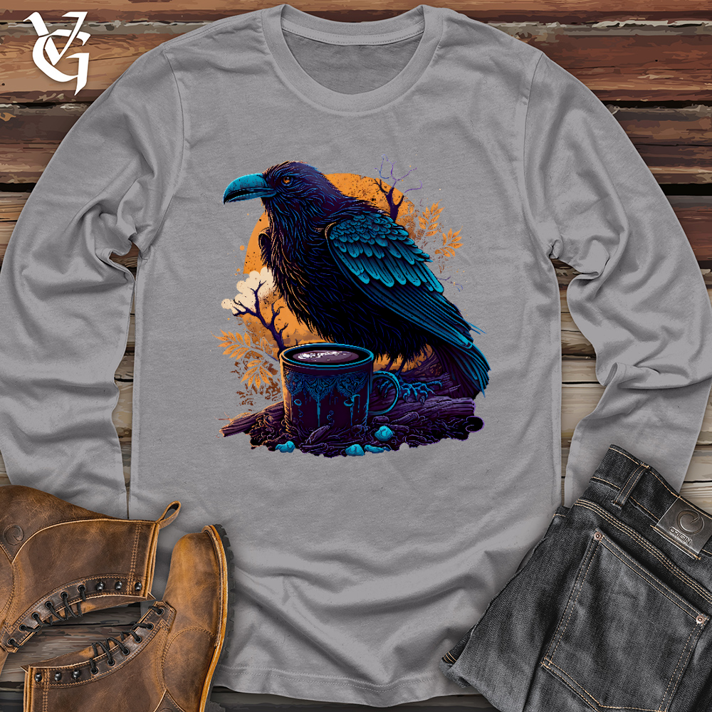 Viking Goods Raven Drinking Coffee Long Sleeve Storm / L