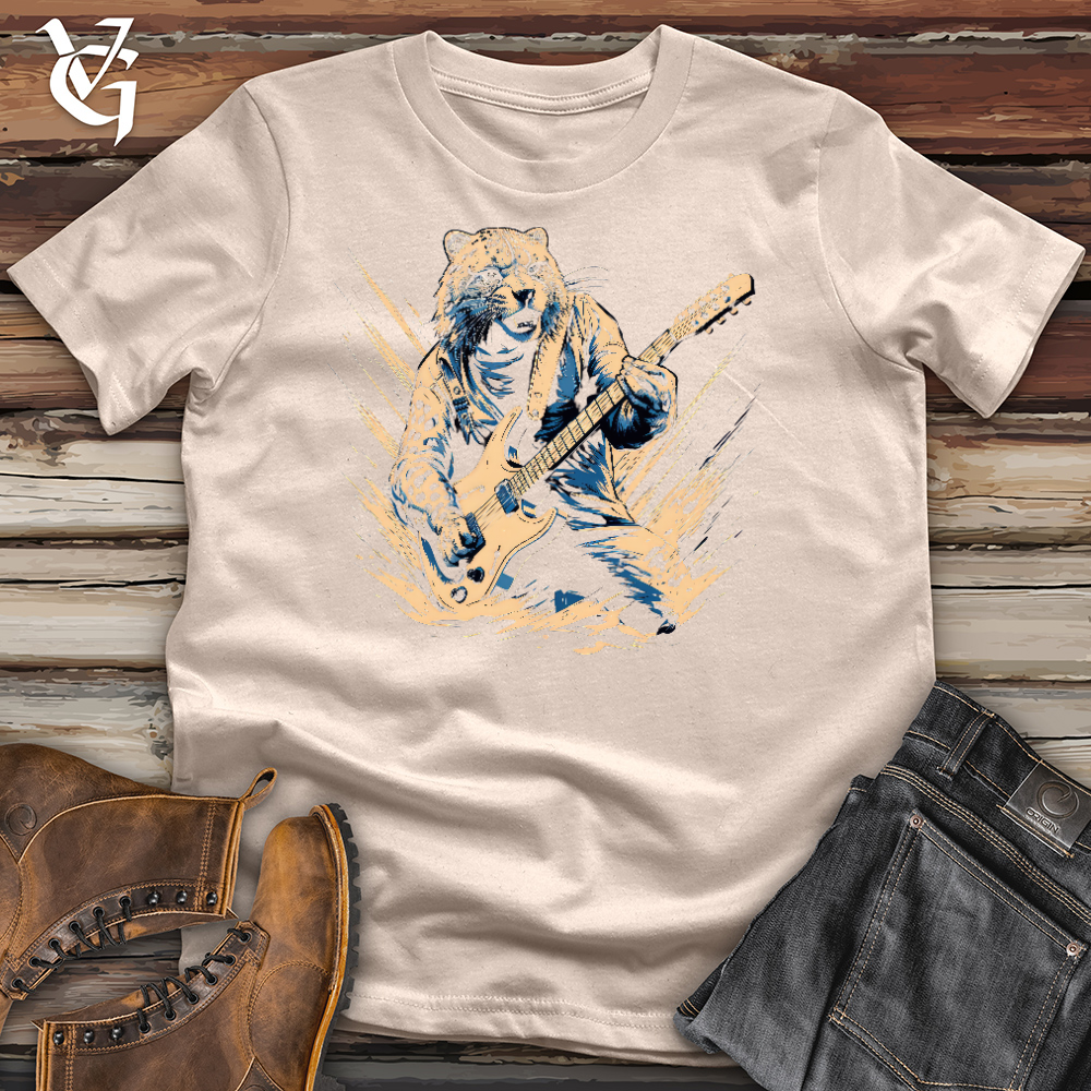 Viking Goods Cheetah Electric Guitarist Cotton Tee Tan / L