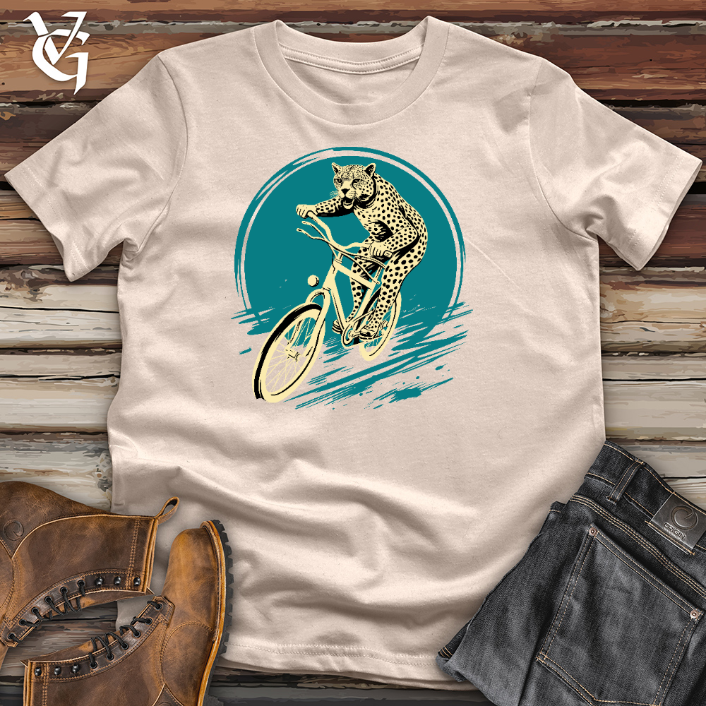 Viking Goods Cheetah Riding On A Bike Cotton Tee Tan / L