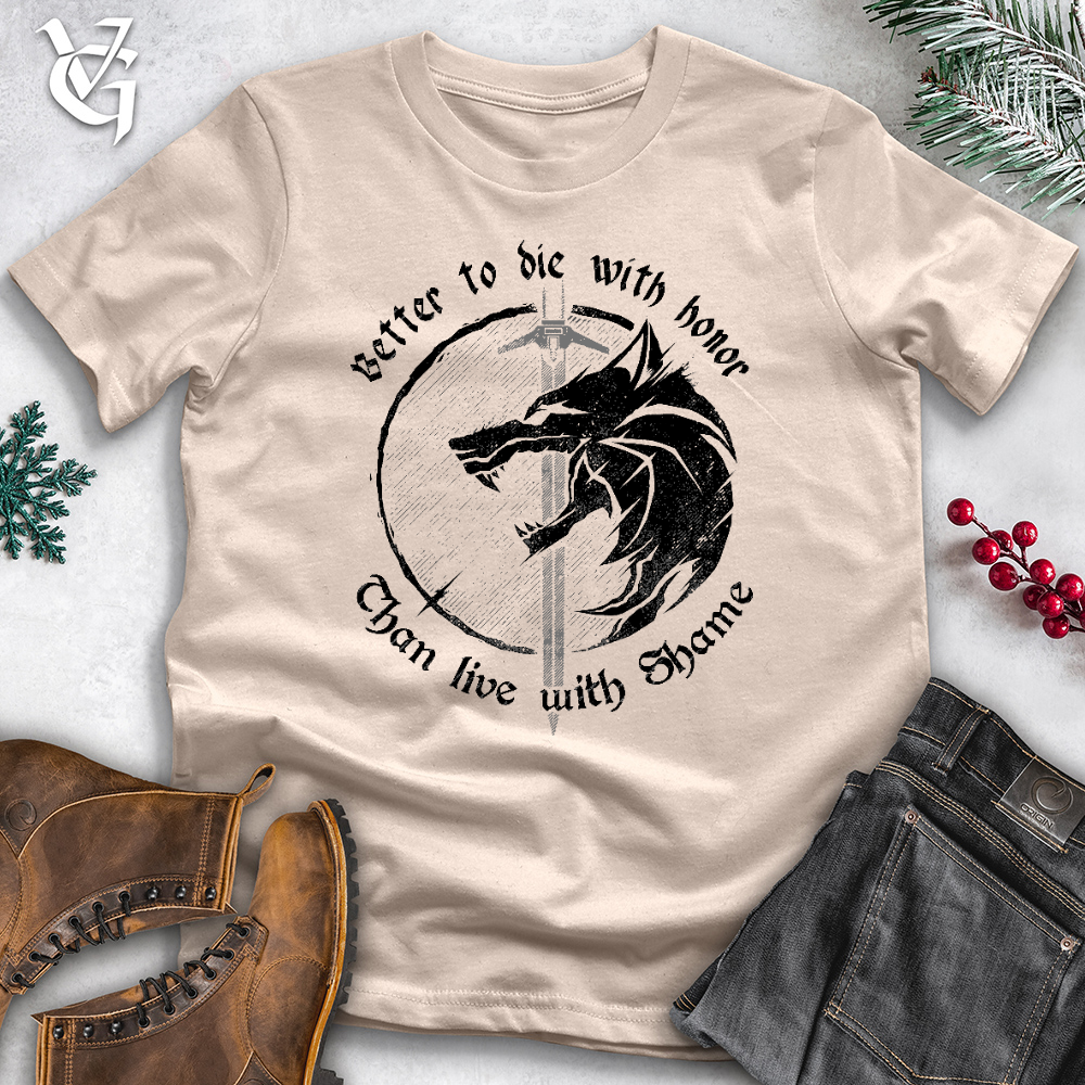 Viking Goods Die With Honor Wolf Cotton Tee Tan / L