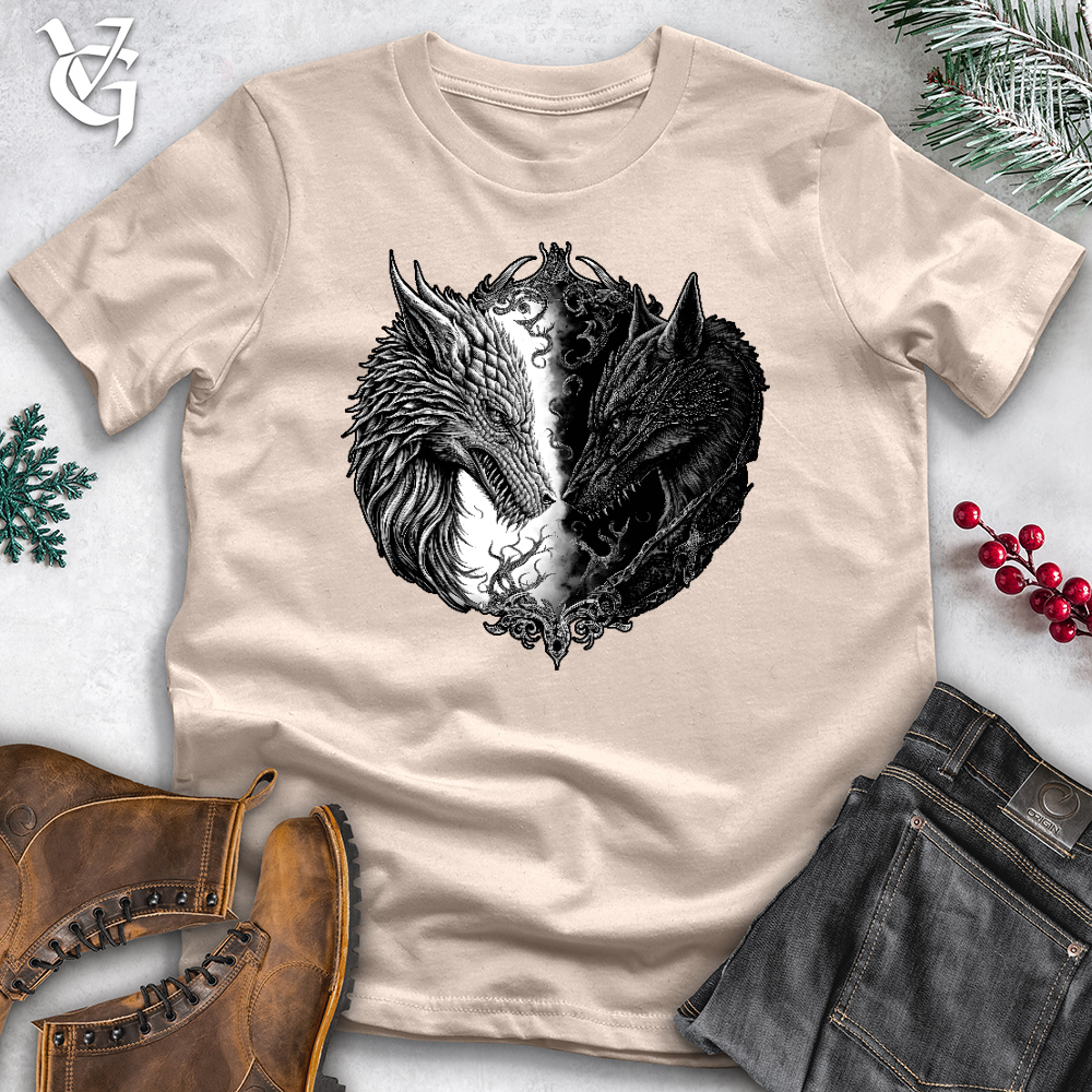 Viking Goods Dragon and Wolf Cotton Tee Tan / L